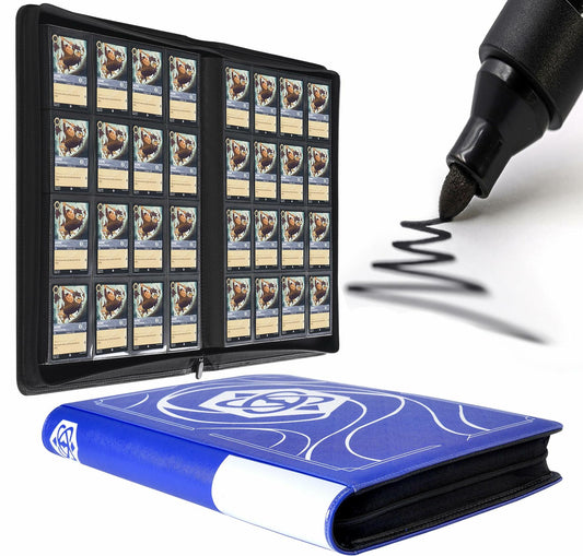 DRZERUI Binder for Lorcana Cards 16 Pocket Album with Sleeves Classic Gray