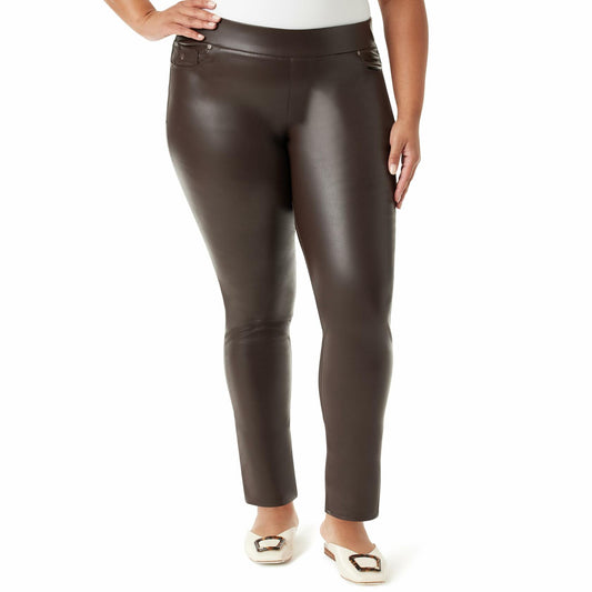 Gloria Vanderbilt Avery Slim Pull On Pant Plus Coffee Roast Leather Plus Size