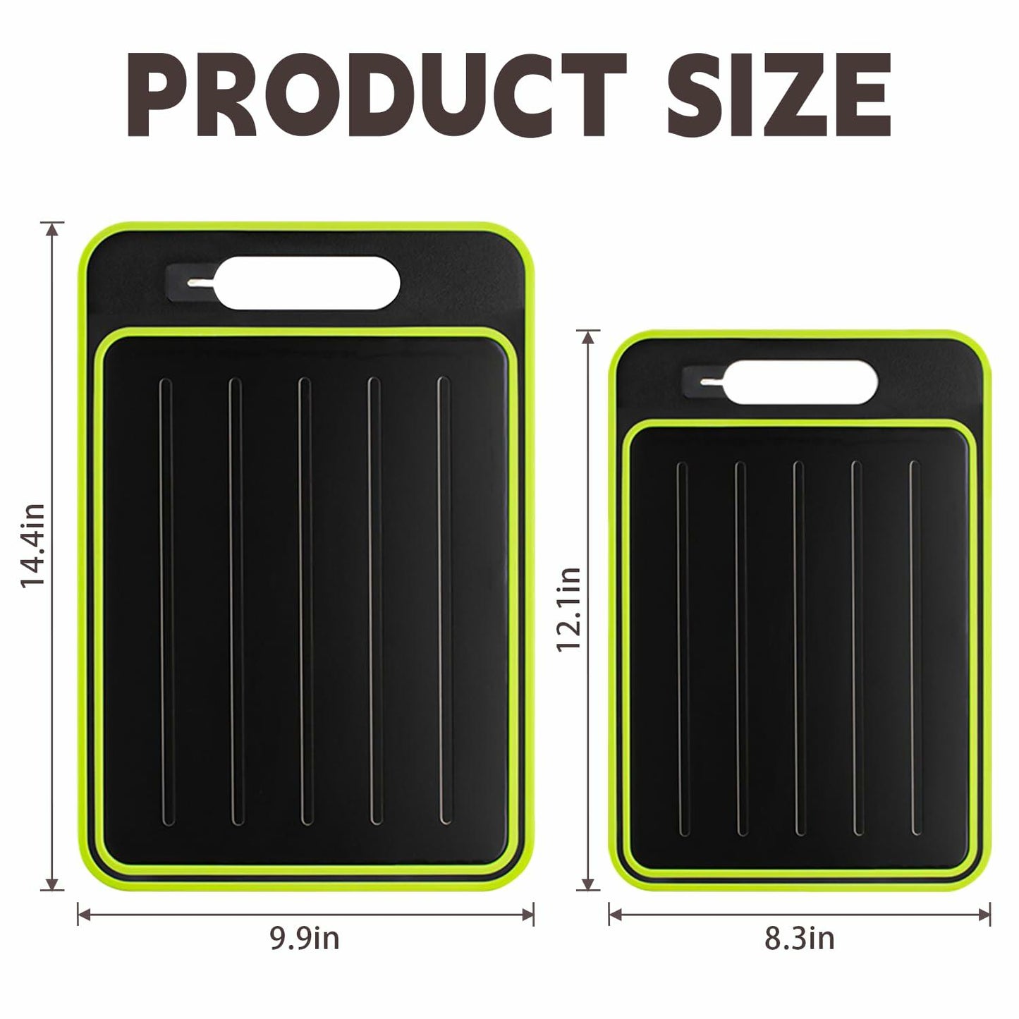 AOWBCGD Cutting Board Double Sided 2 Pcs Large+Small Khaki Stainless Steel