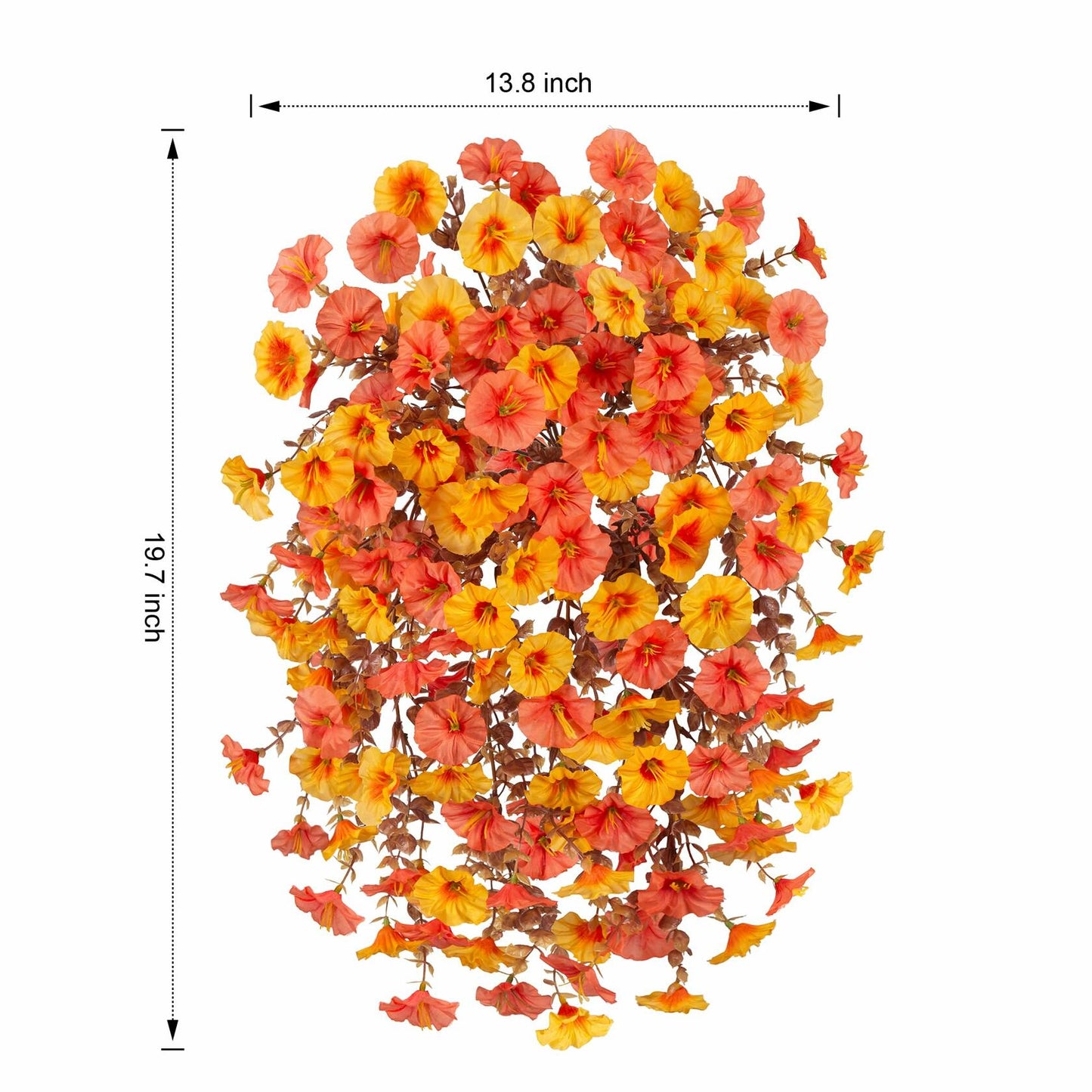 Ivydale 2 PCS Artificial Fall Hanging Flowers Silk Faux Petunias Orange+Yellow