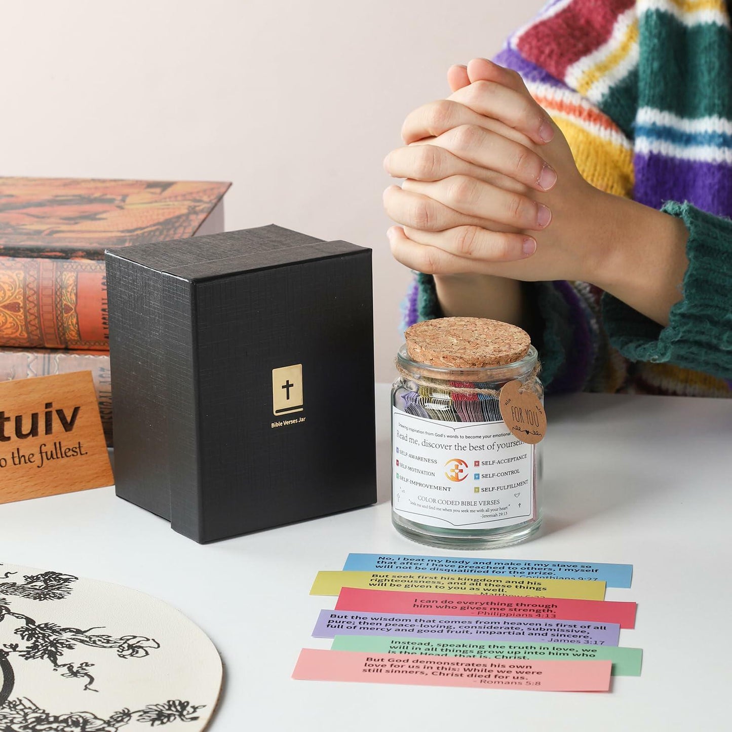 NStuiv Prayer Cards Scripture Bible Verses Jar Religious Gift for Growth