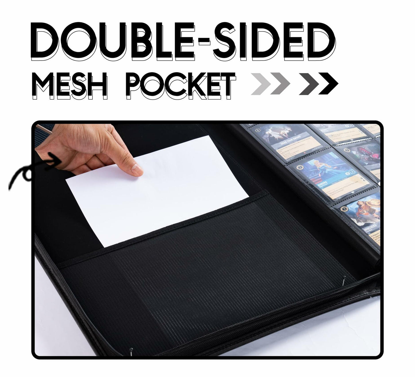 DRZERUI Binder for Lorcana Cards 16 Pocket Album with Sleeves Classic Gray