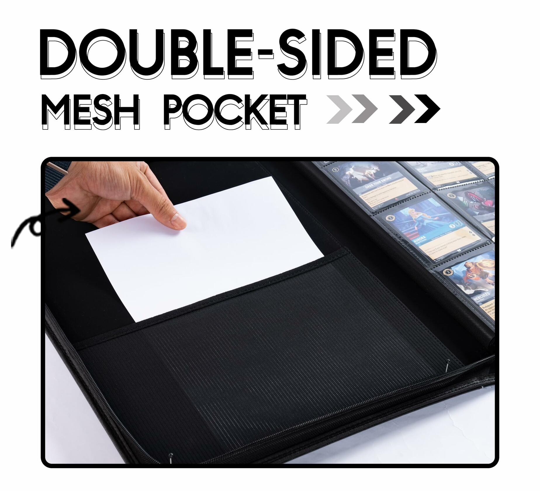 DRZERUI Binder for Lorcana Cards 16 Pocket Album with Sleeves Classic Gray