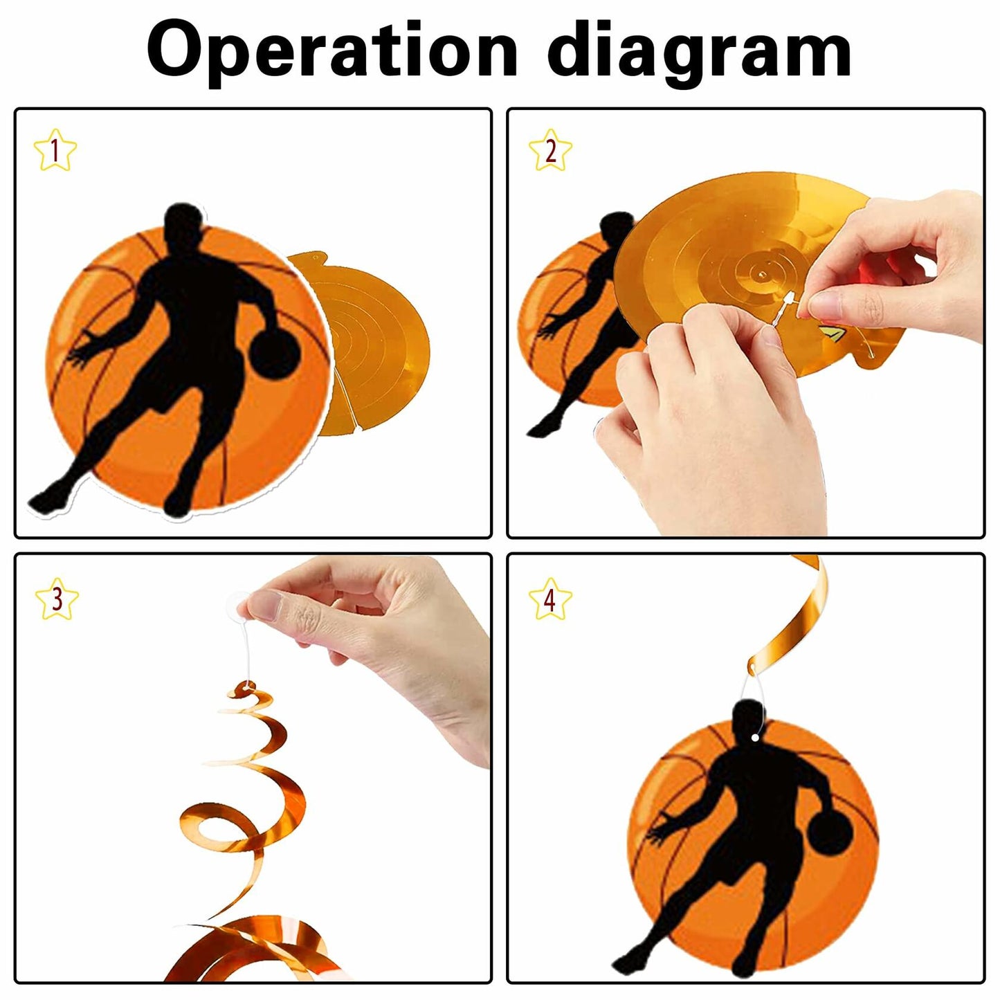 ChenjunCo Basketball Party Decorations Banner Garland Pom Poms Kids Birthday