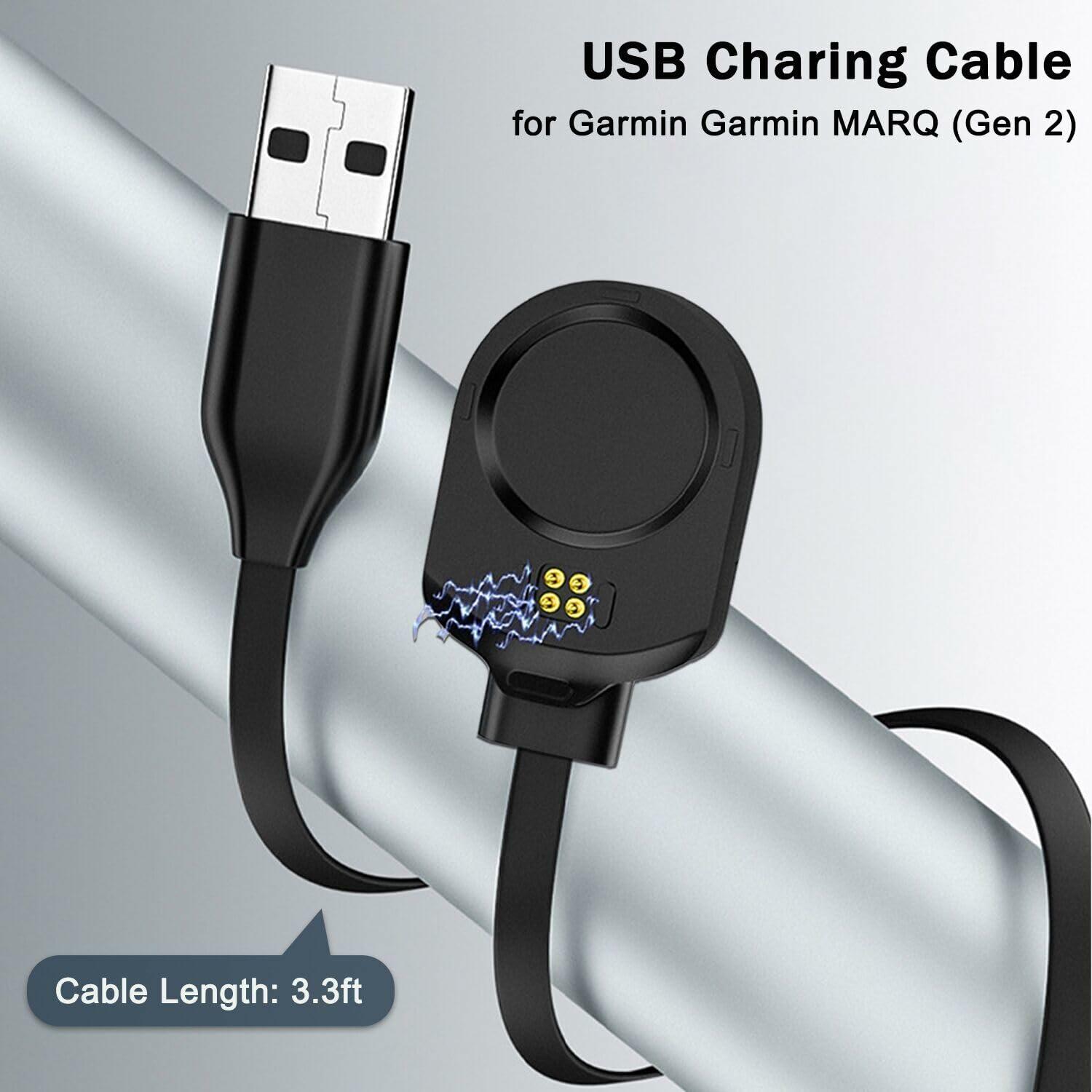 ukiism USB Charging Cable for Garmin MARQ Gen 2 Magnetic Black 3.3ft