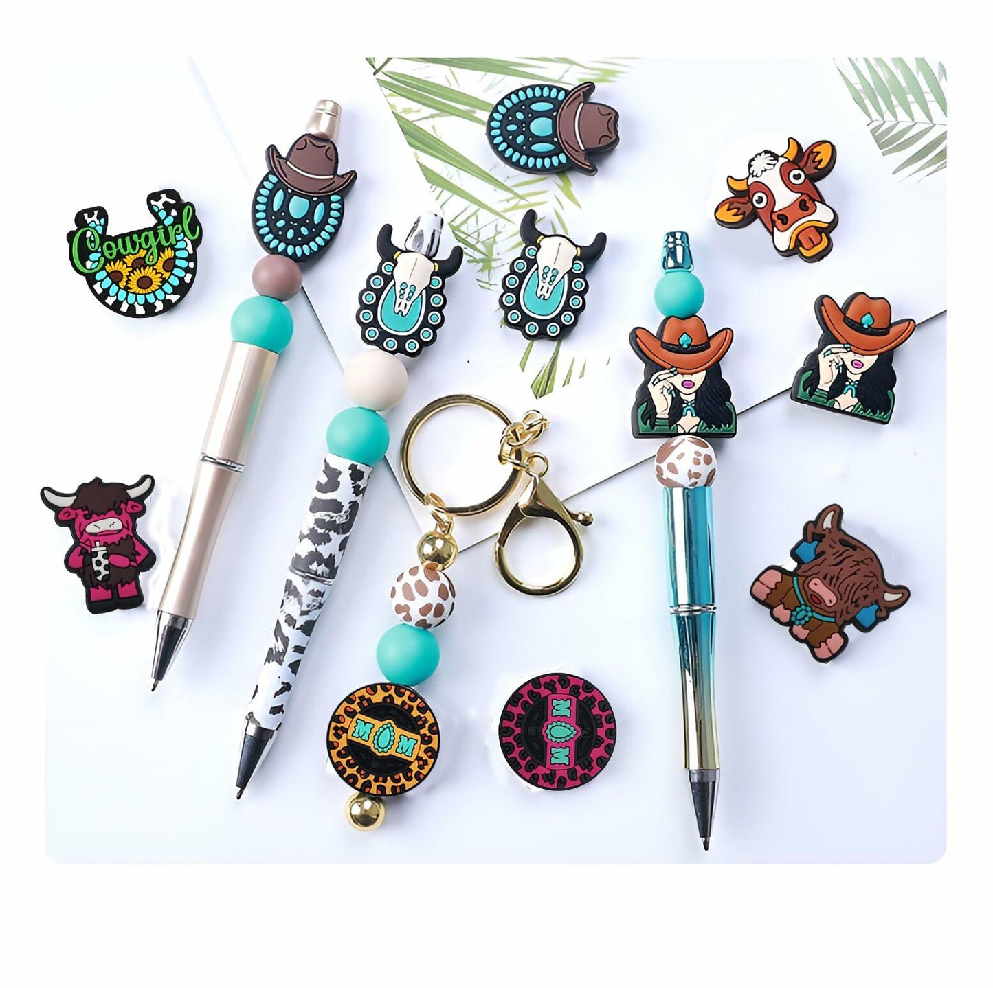 AirSun 9pcs Cowboy & Cow Silicone Beads Orange Small Animal Focal Beads DIY