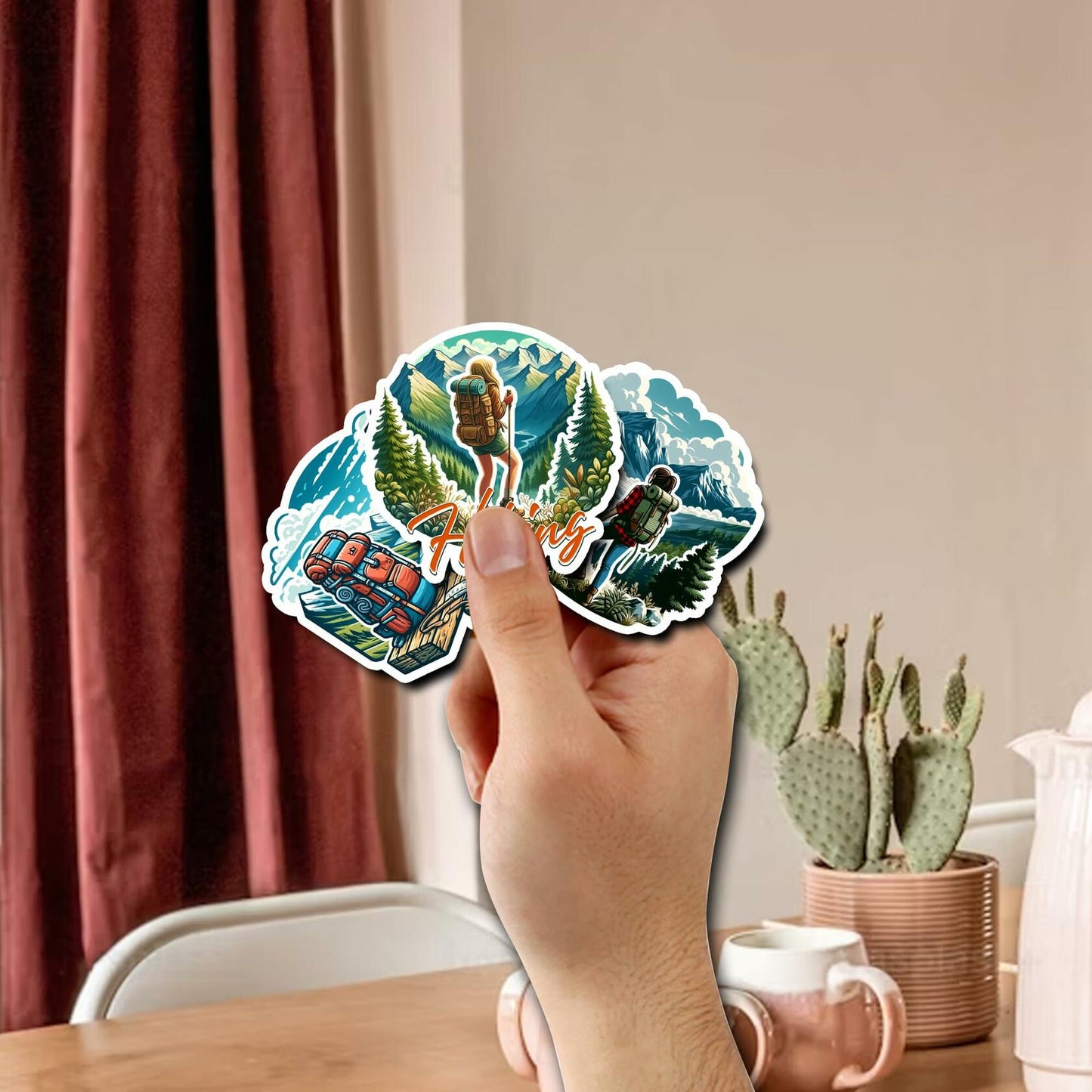 BIGZORO 50 PCS Wilderness Hiking Waterproof Vinyl Stickers Decals Outdoors