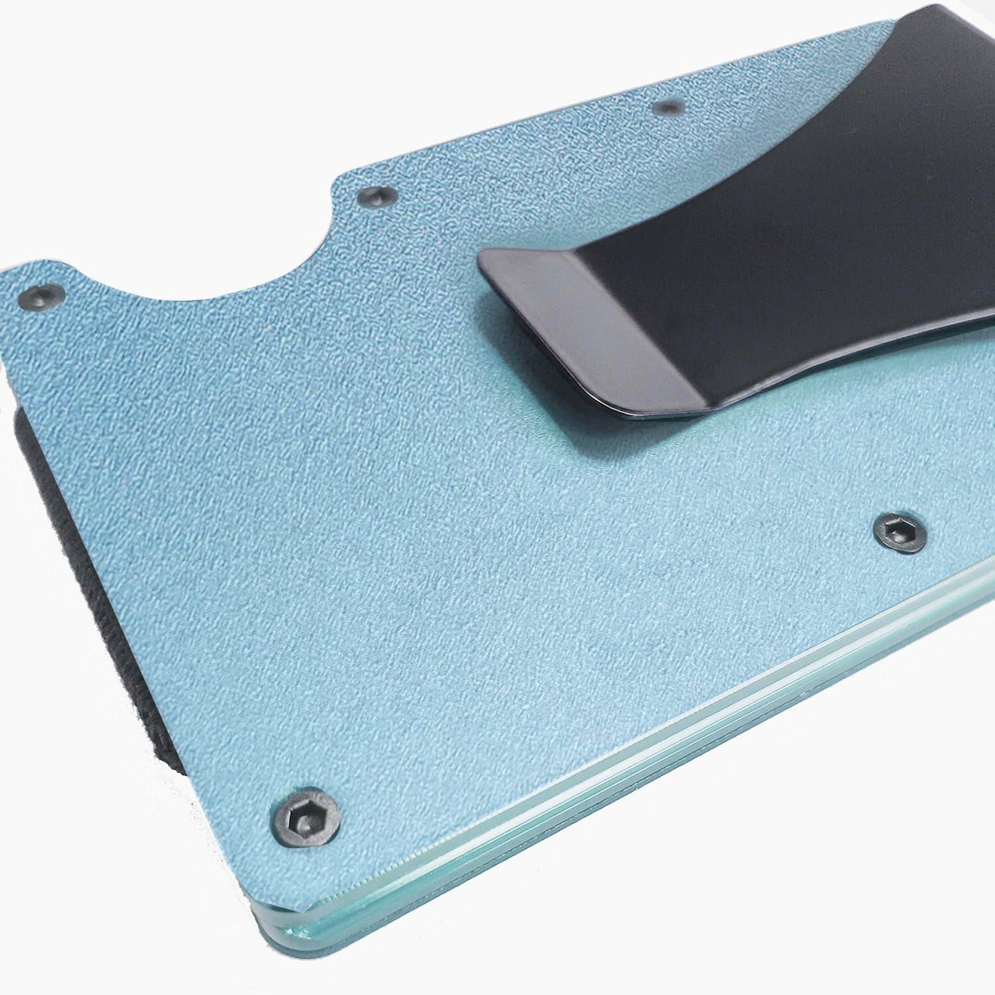 Generic Minimalist Aluminum Credit Card Wallet with Money Clip RFID Blue