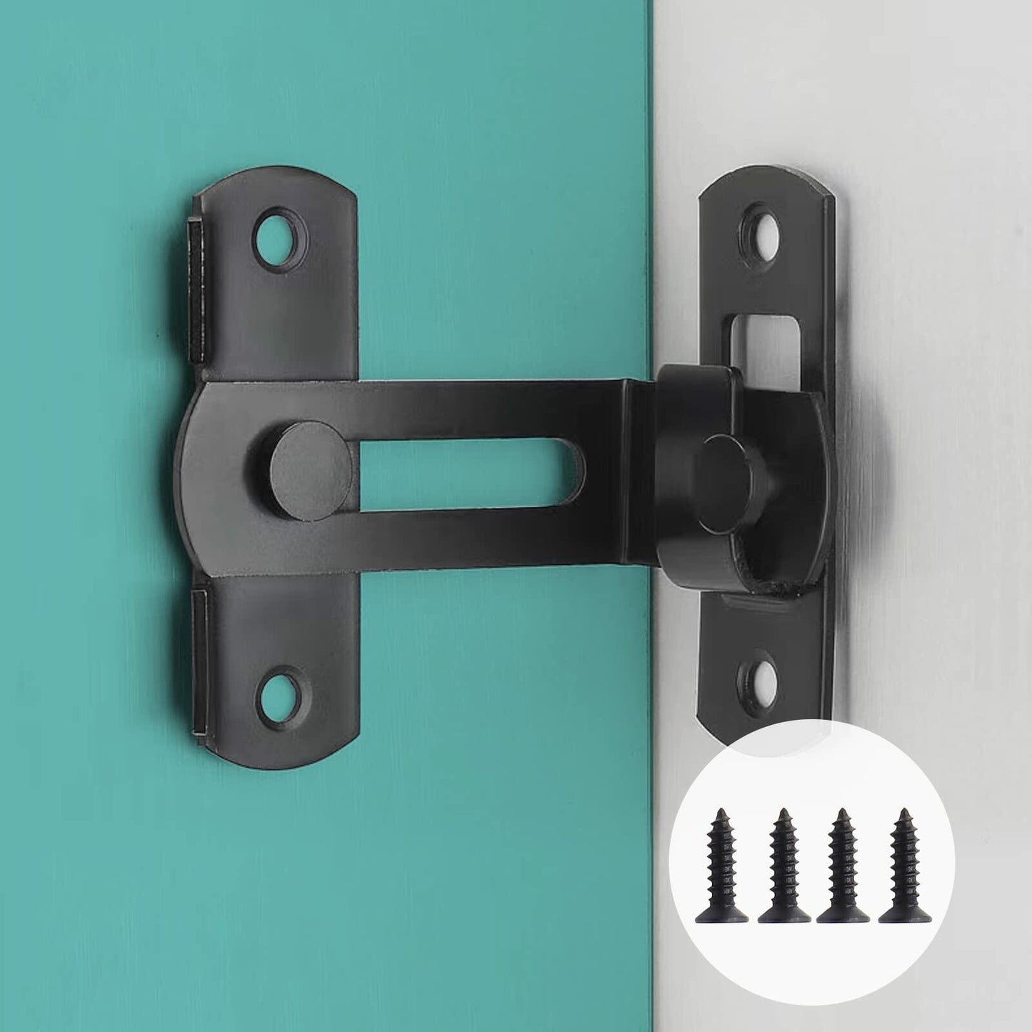 ATEN 90 Degree Stainless Steel Sliding Barn Door Latch Black 1 Pc