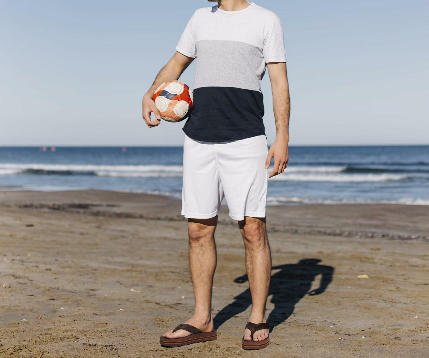 COFACE Mens Arch Support Leather Flip Flops Brown Size 11