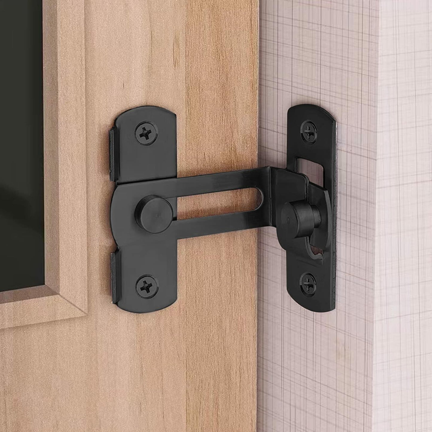 ATEN 90 Degree Stainless Steel Sliding Barn Door Latch Black 1 Pc