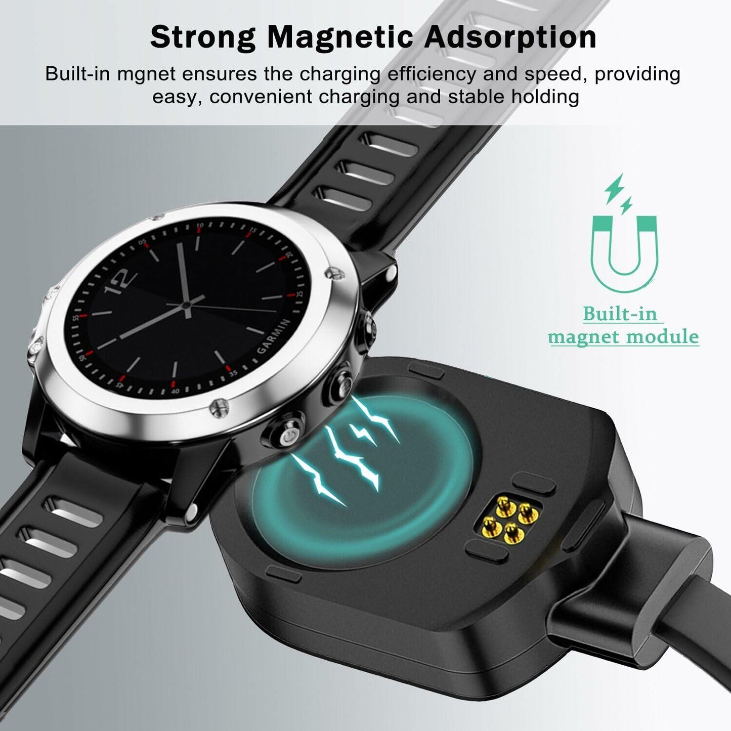 ukiism USB Charging Cable for Garmin MARQ Gen 2 Magnetic Black 3.3ft