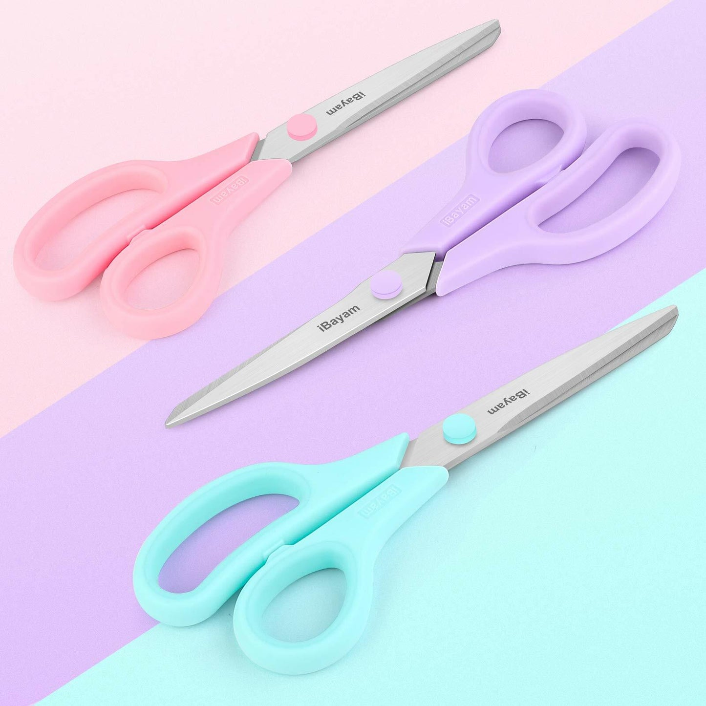 [Like New] iBayam 8" All Purpose Scissors 3-Pack Ultra Sharp 2.5mm Blade Shears