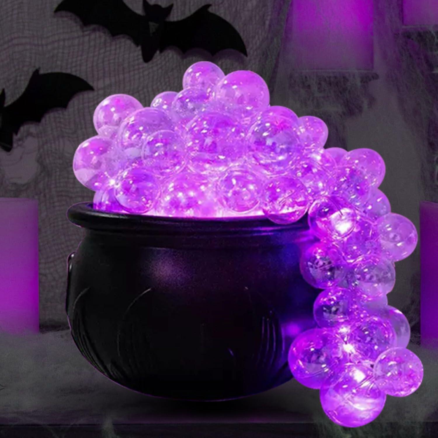 ZUOKEMY Witch Pot Halloween Decoration Light Up Transparent Balls Black