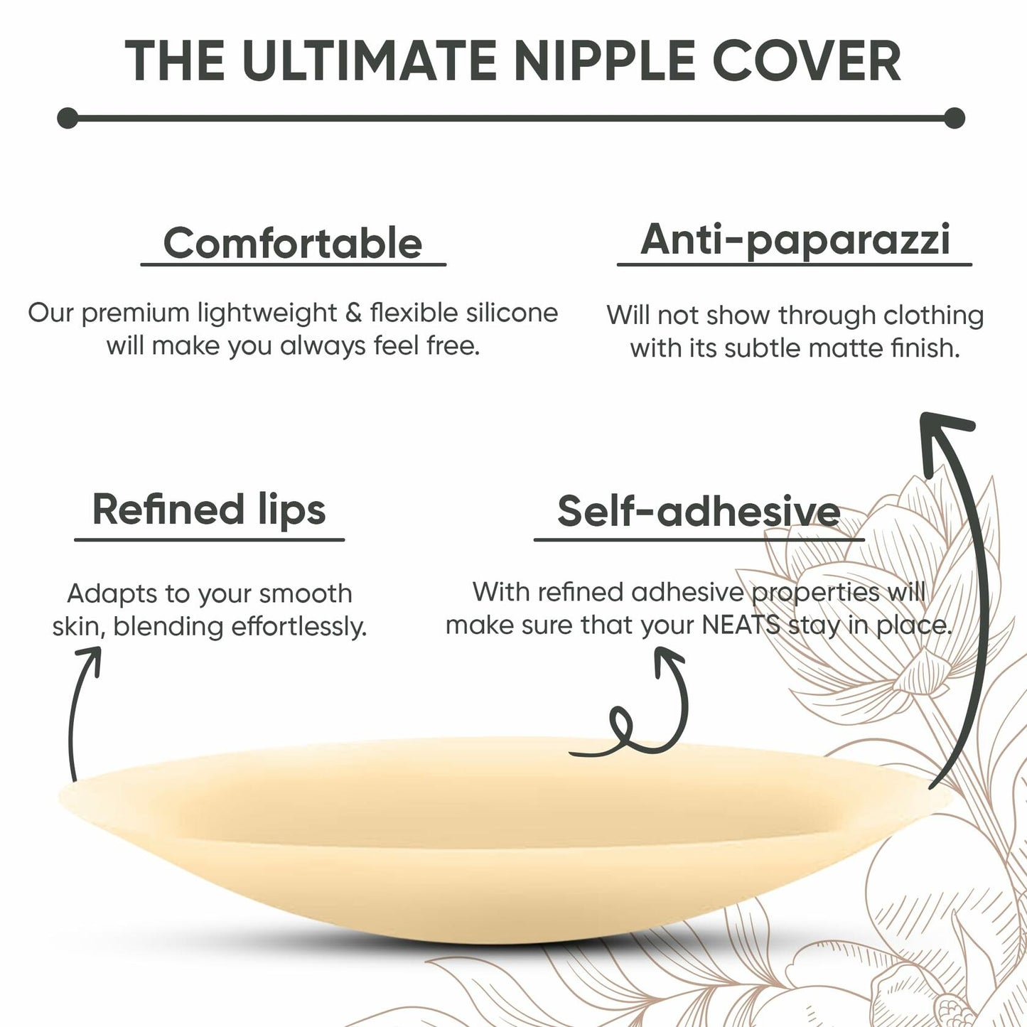 Nippiebye Silicone Reusable Adhesive No Show Nipple Covers Coco Size 8cm