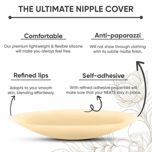 Nippiebye Silicone Reusable Adhesive No Show Nipple Covers Coco Size 8cm