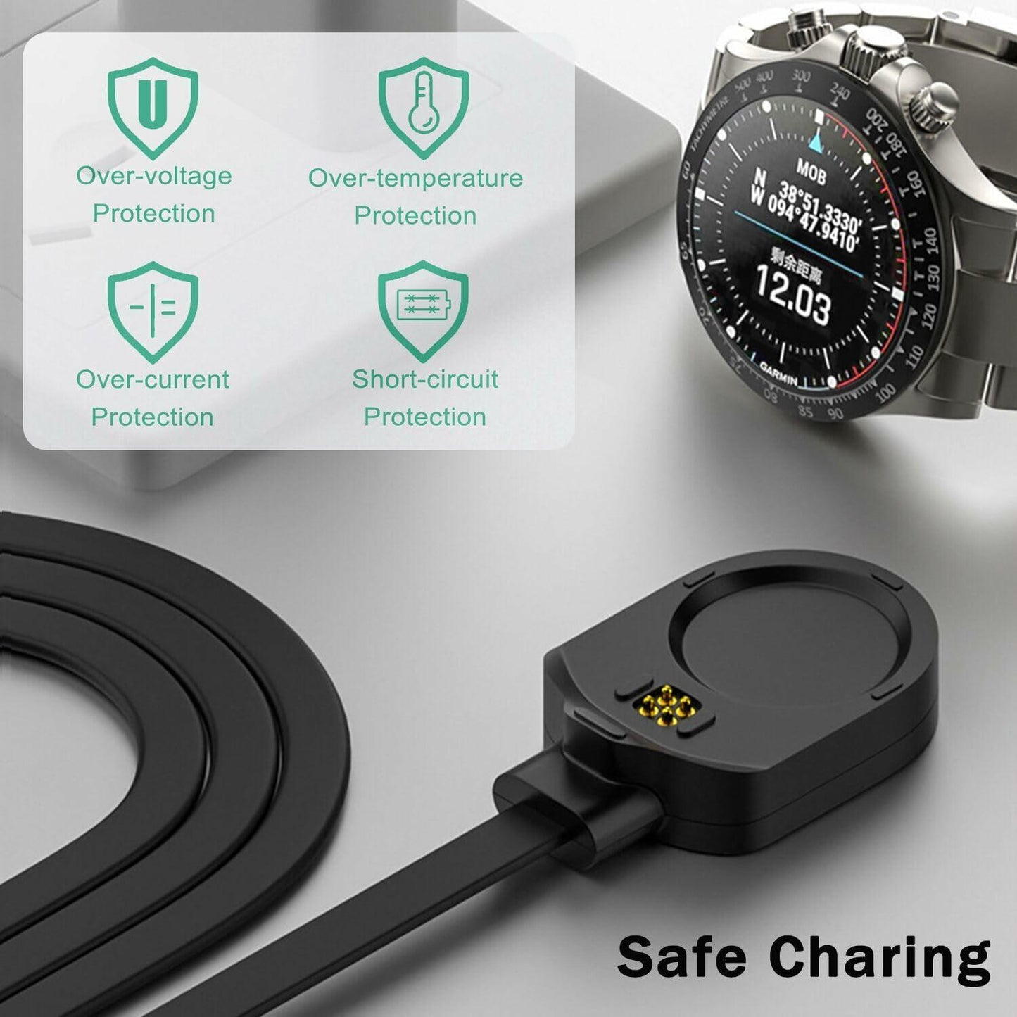 ukiism USB Charging Cable for Garmin MARQ Gen 2 Magnetic Black 3.3ft