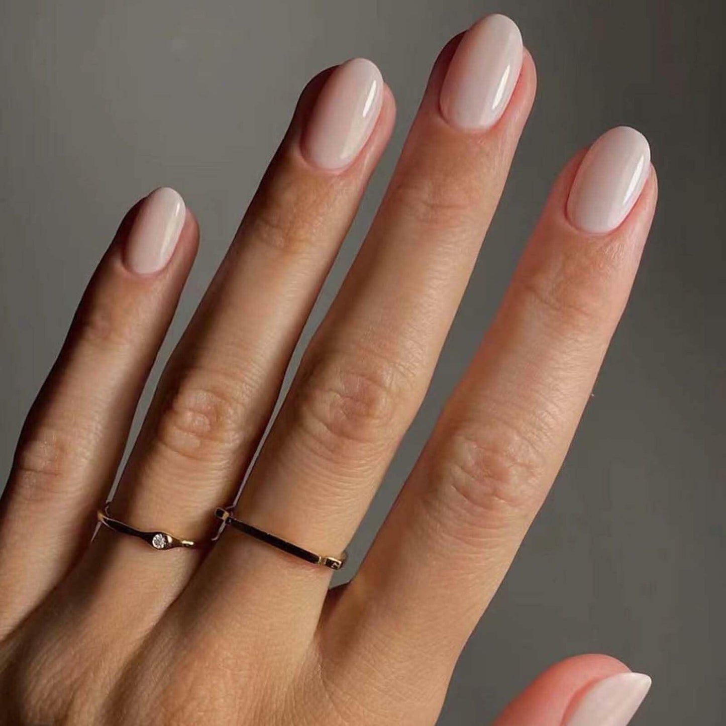 Gifiky Acrylic Press On False Nails Short Almond Nude 24Pcs