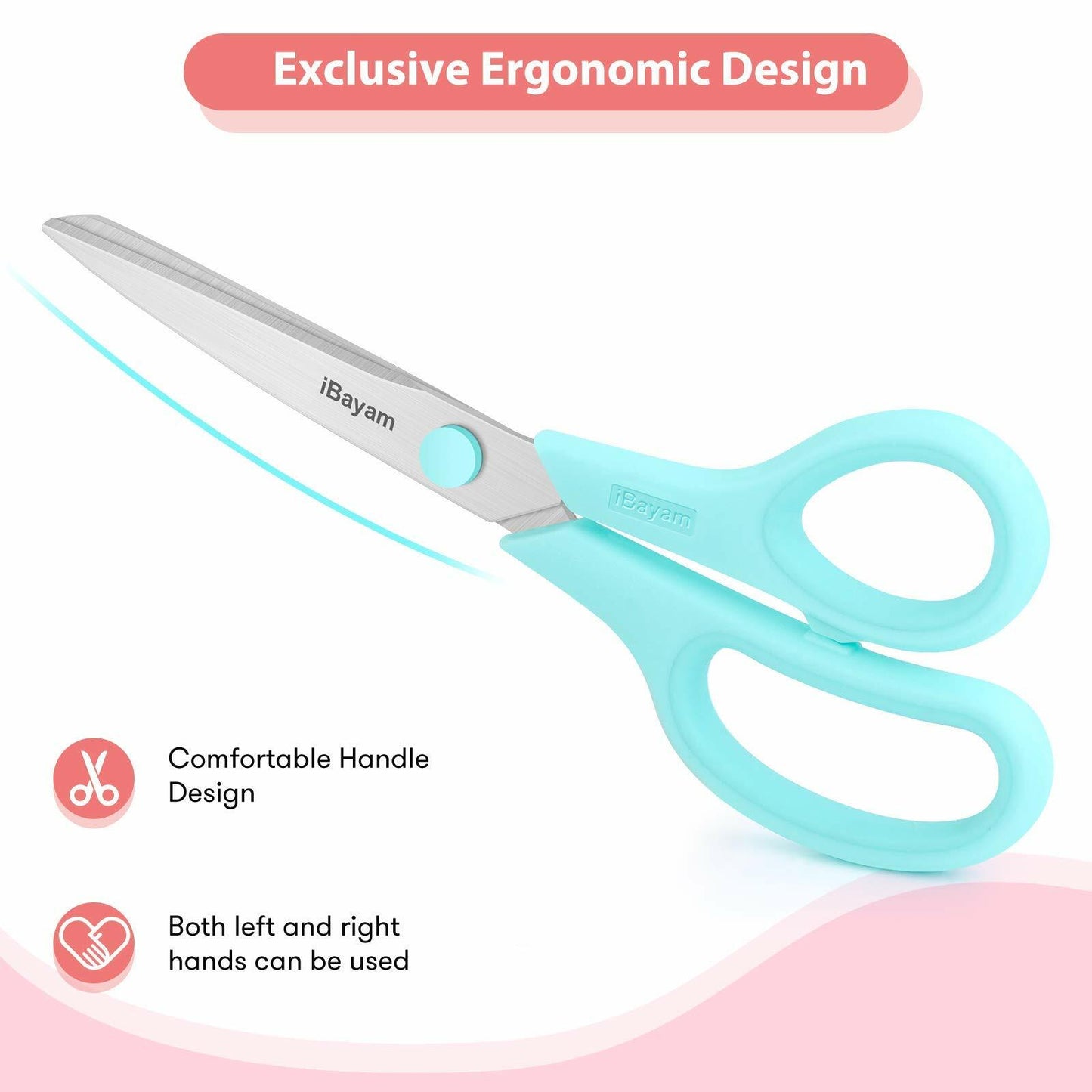 [Like New] iBayam 8" All Purpose Scissors 3-Pack Ultra Sharp 2.5mm Blade Shears