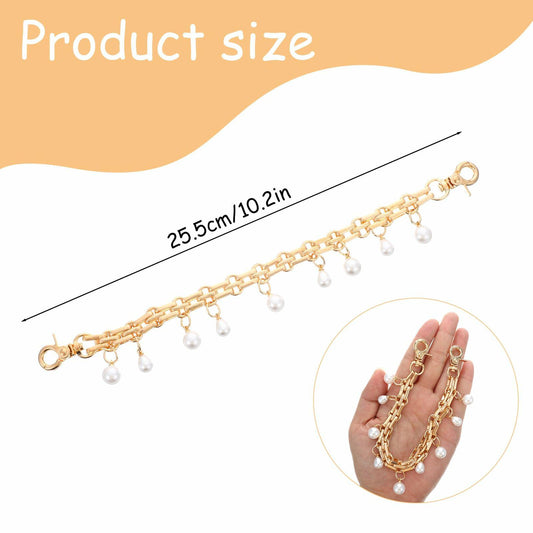 Josojoou 2 Pack Purse Extender Chains Gold Alloy Pearl Accent 10.2 Inch