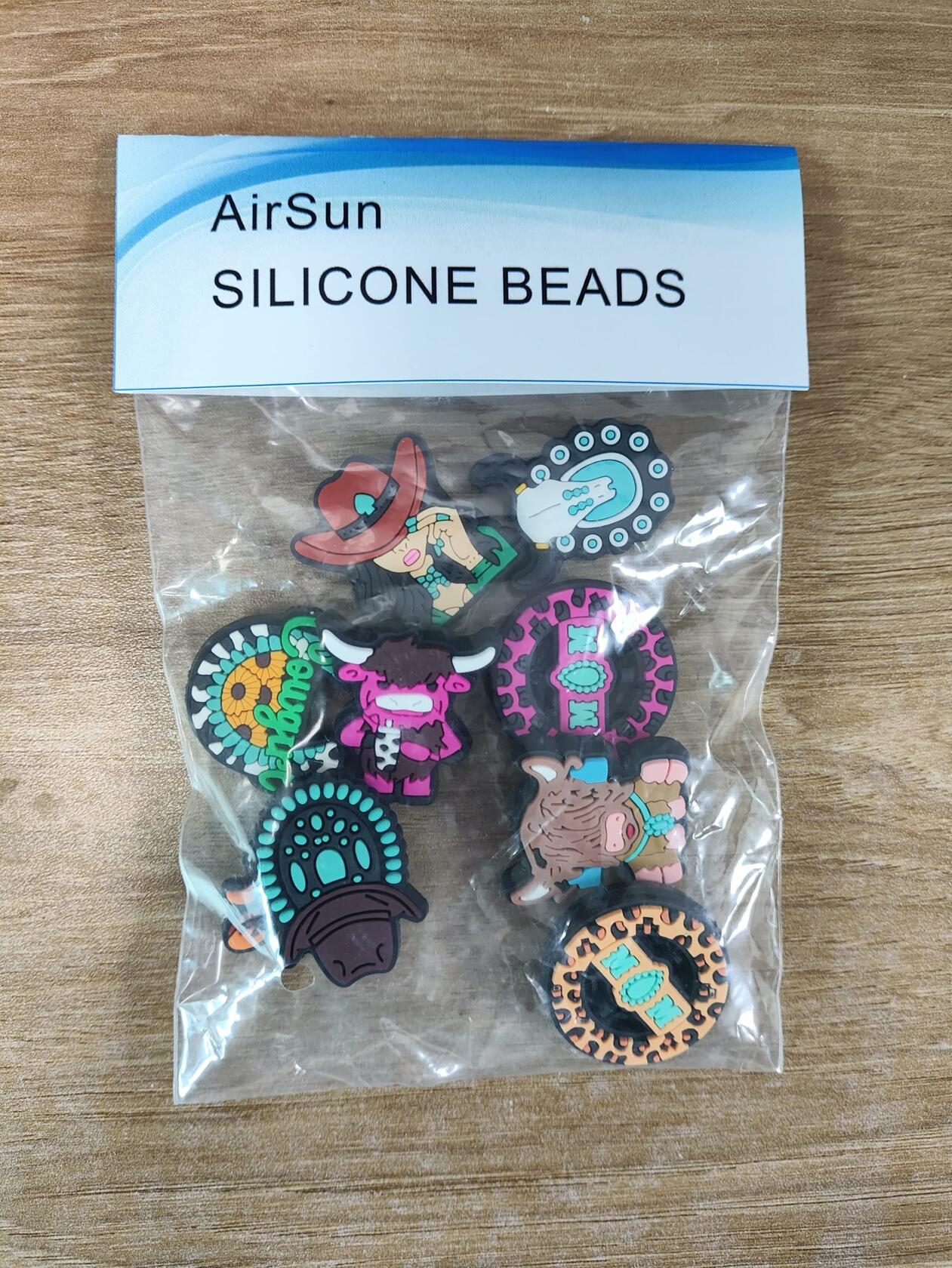 AirSun 9pcs Cowboy & Cow Silicone Beads Orange Small Animal Focal Beads DIY