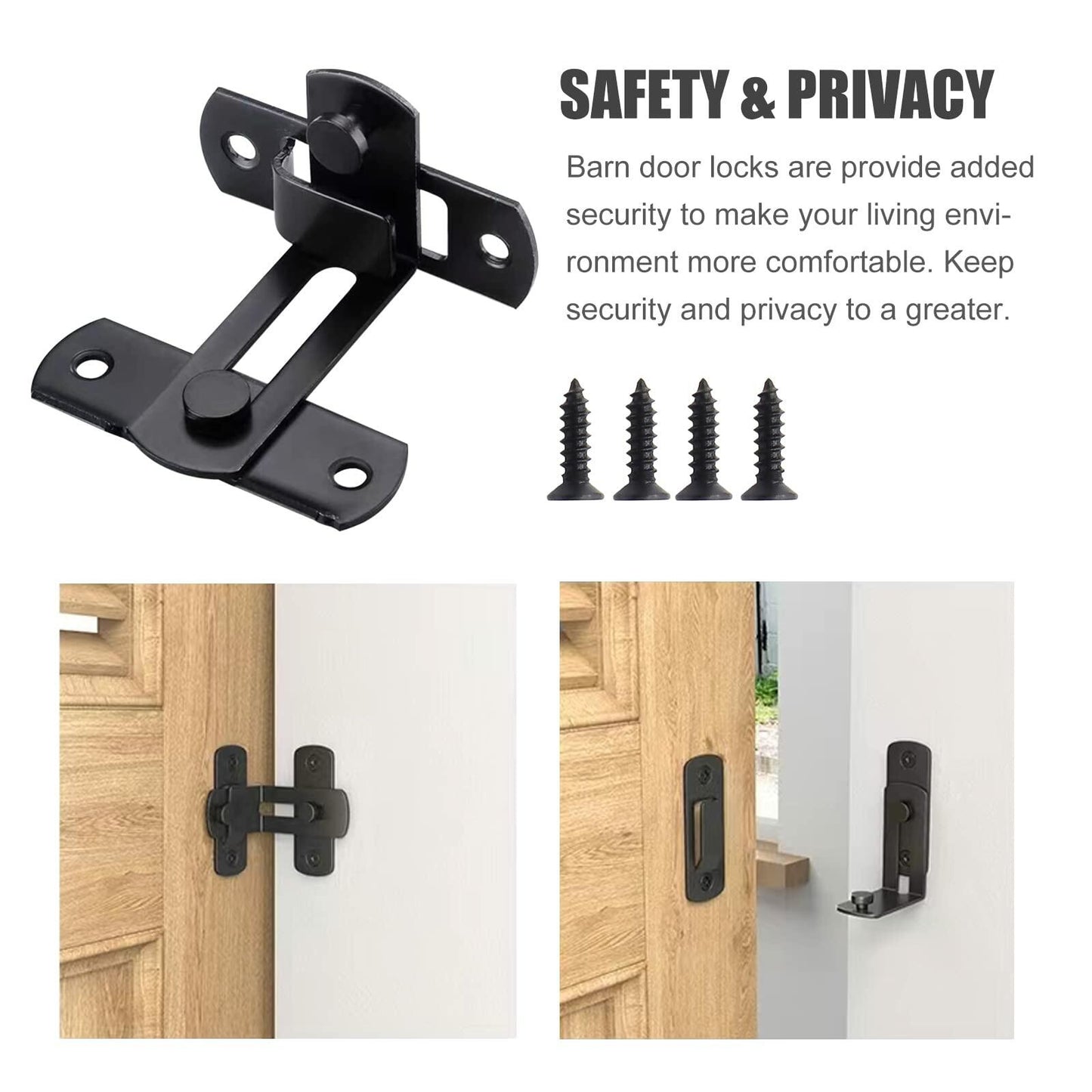 ATEN 90 Degree Stainless Steel Sliding Barn Door Latch Black 1 Pc