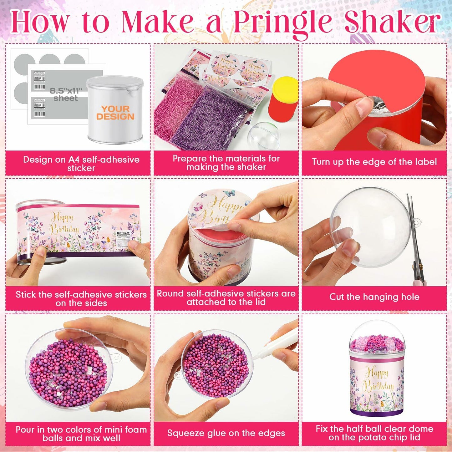 [Like New] Beeveer 12 Set 3.15in Clear Half Ball Candy Dome Shaker Butterfly Labels