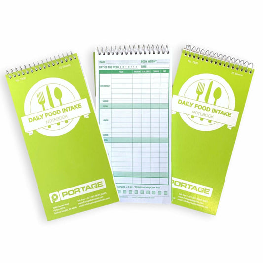 Portage Food Diet Journal 3 Pack Daily Meal Tracker 4x8in 70 Sheets Each