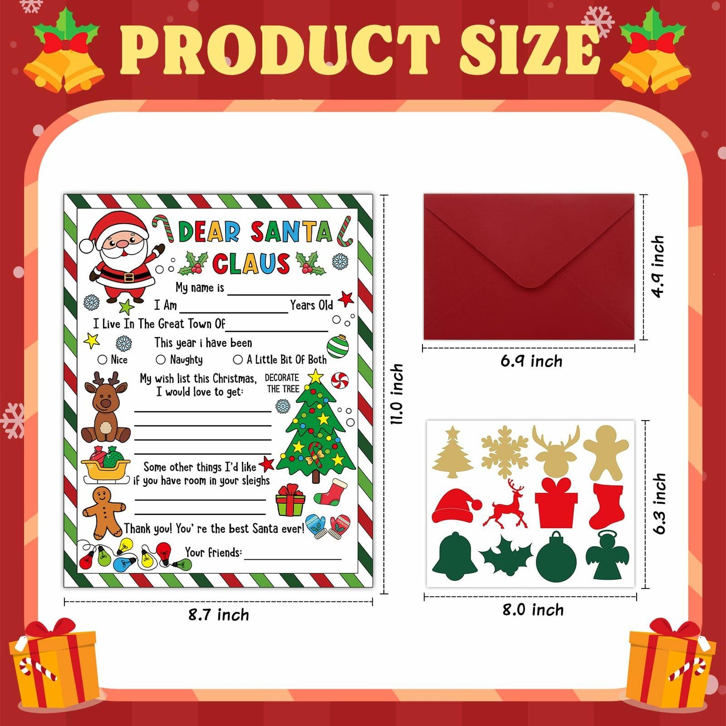 36 Sets Letter to Santa with Envelopes Stickers Coloring Xmas Crafts Kids