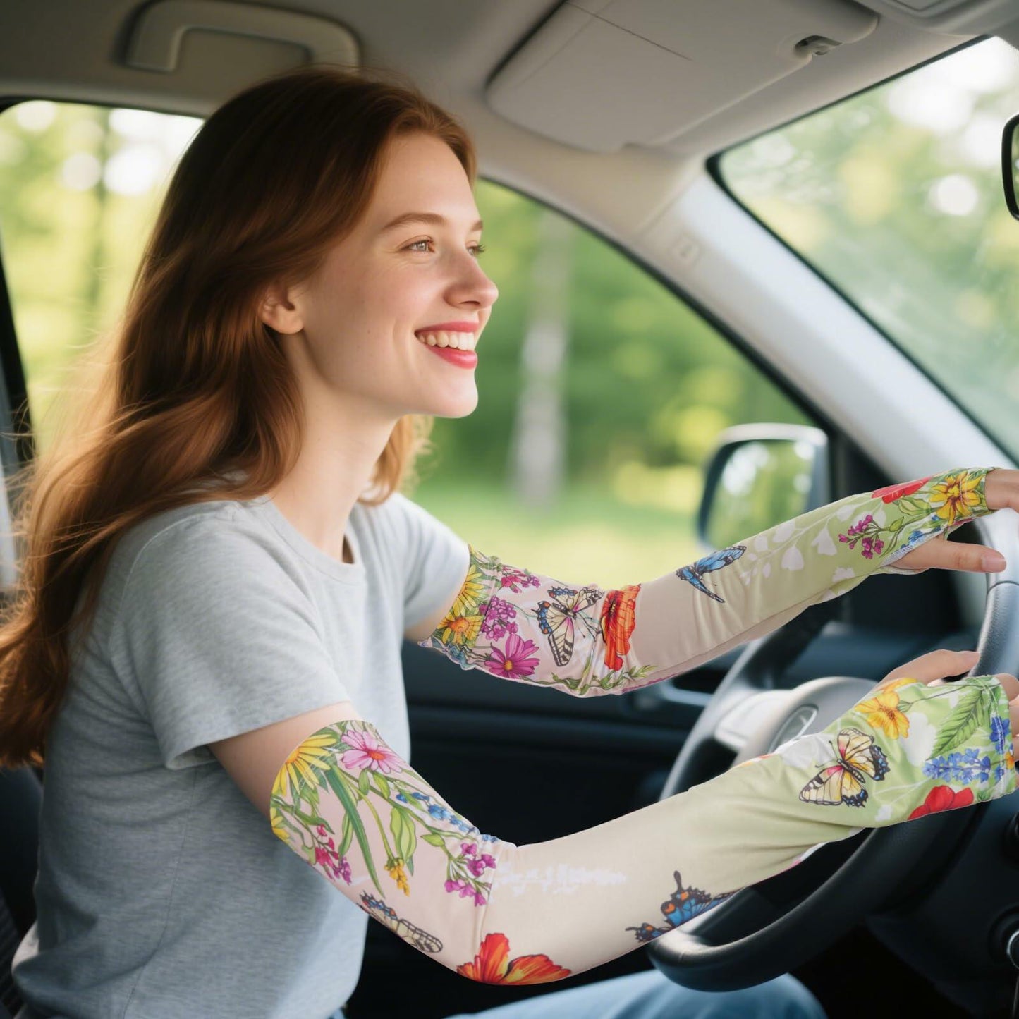 Hmxpls Gardening Sleeves Butterfly Thorn Proof Sun Protection Green Size One