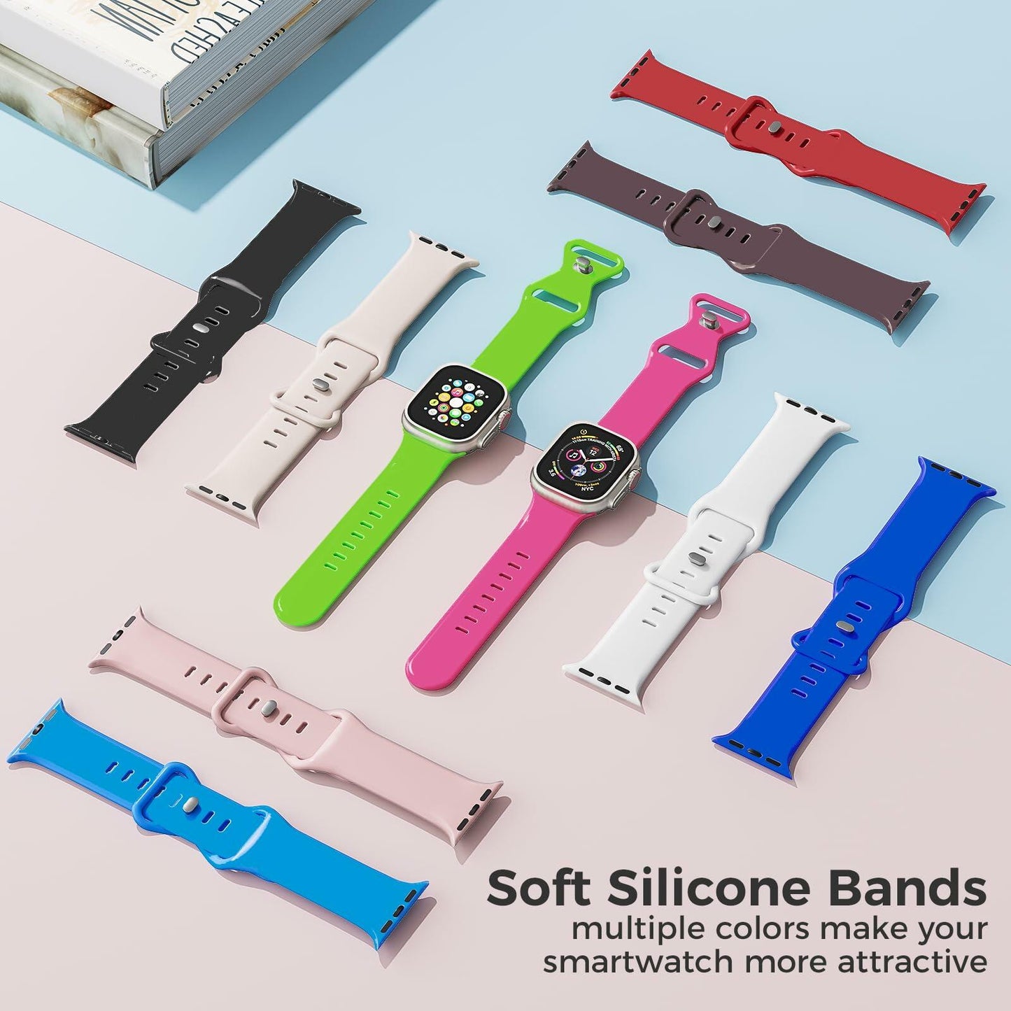 Washun Silicone Band Apple Watch 38-49mm Sport Strap Sapphire Blue Size M/L