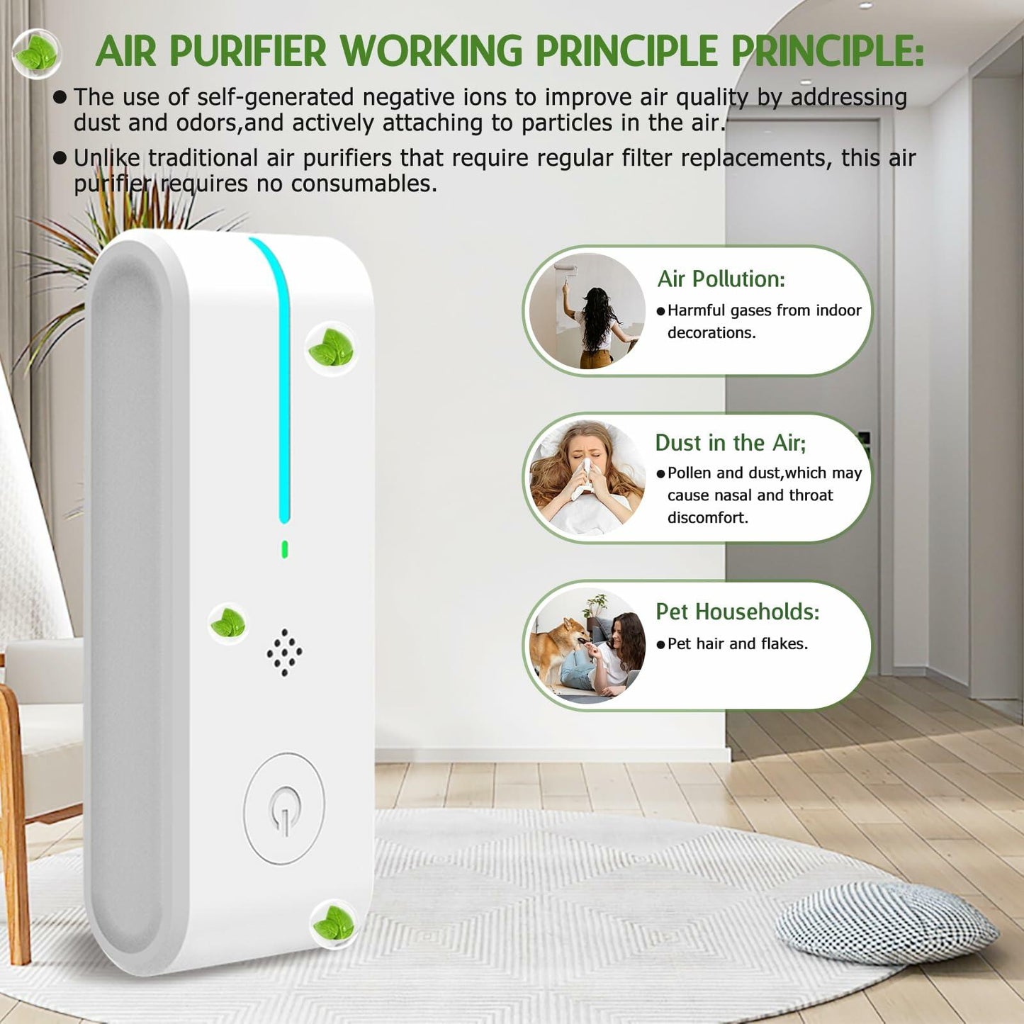 Yaindhi Plug InAir Ionizers Negative Ion Air Purifier Quiet Portable White 6Pack