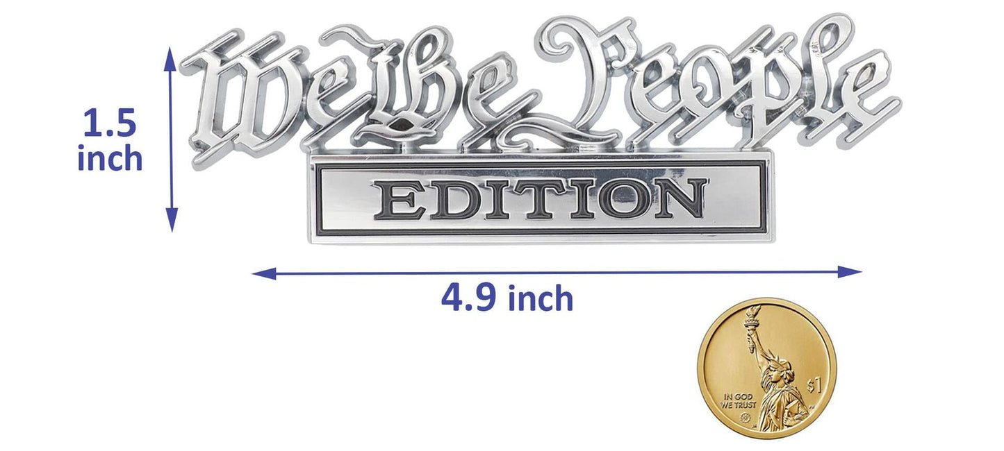 We The People 3D Fender Badge Decals Black/Red for Car Truck SUV 2 Pack