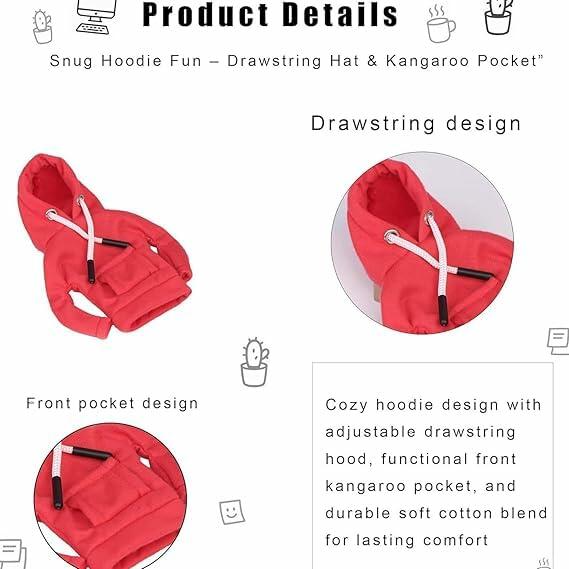 Generic Desk Goose Red Hoodie Mini Goose Costume Table Decor Accessory 7 Inch