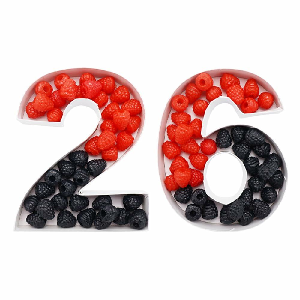 Alkiuyfv 8" Fillable Paper Mache Number Cardboard Letter Tray Container 26 White