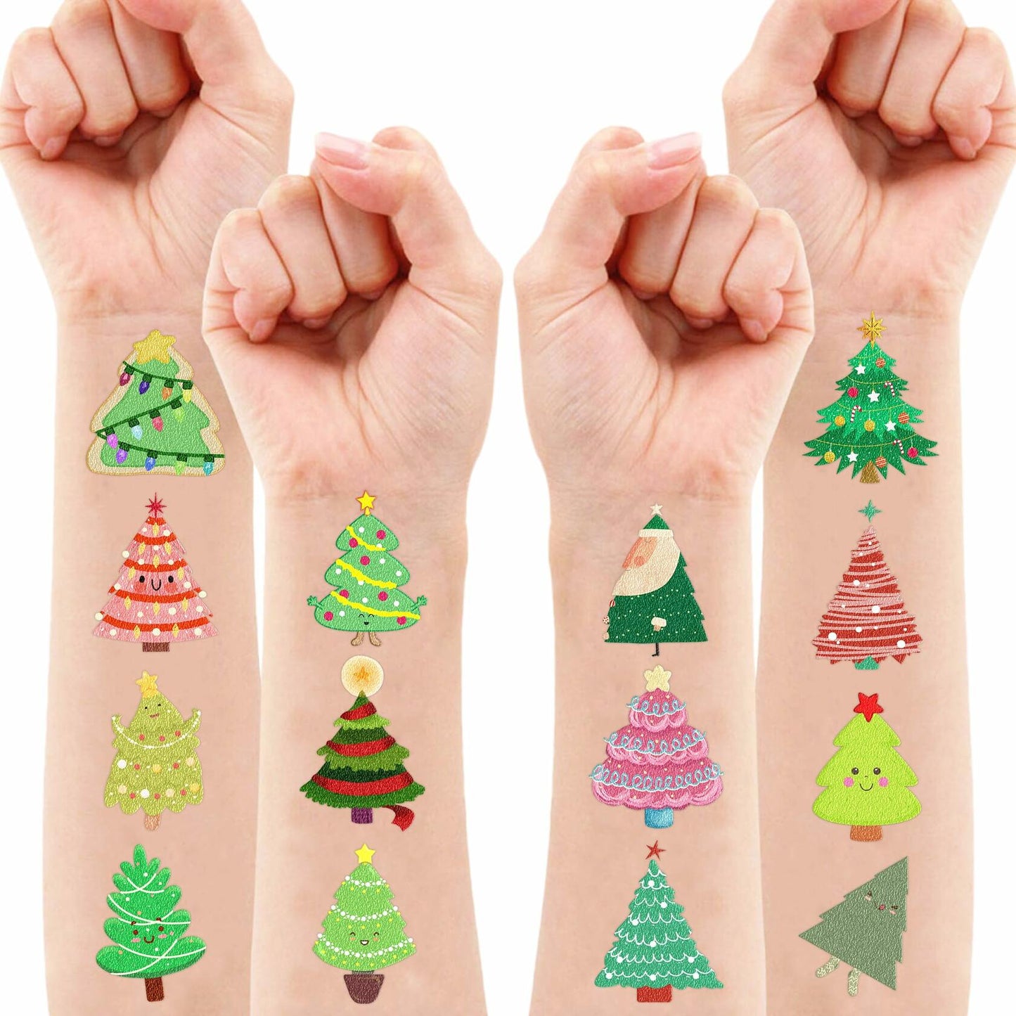 MeoIsDaBest 105 PCS Christmas Tree Temporary Tattoos Multi Color Party Favors