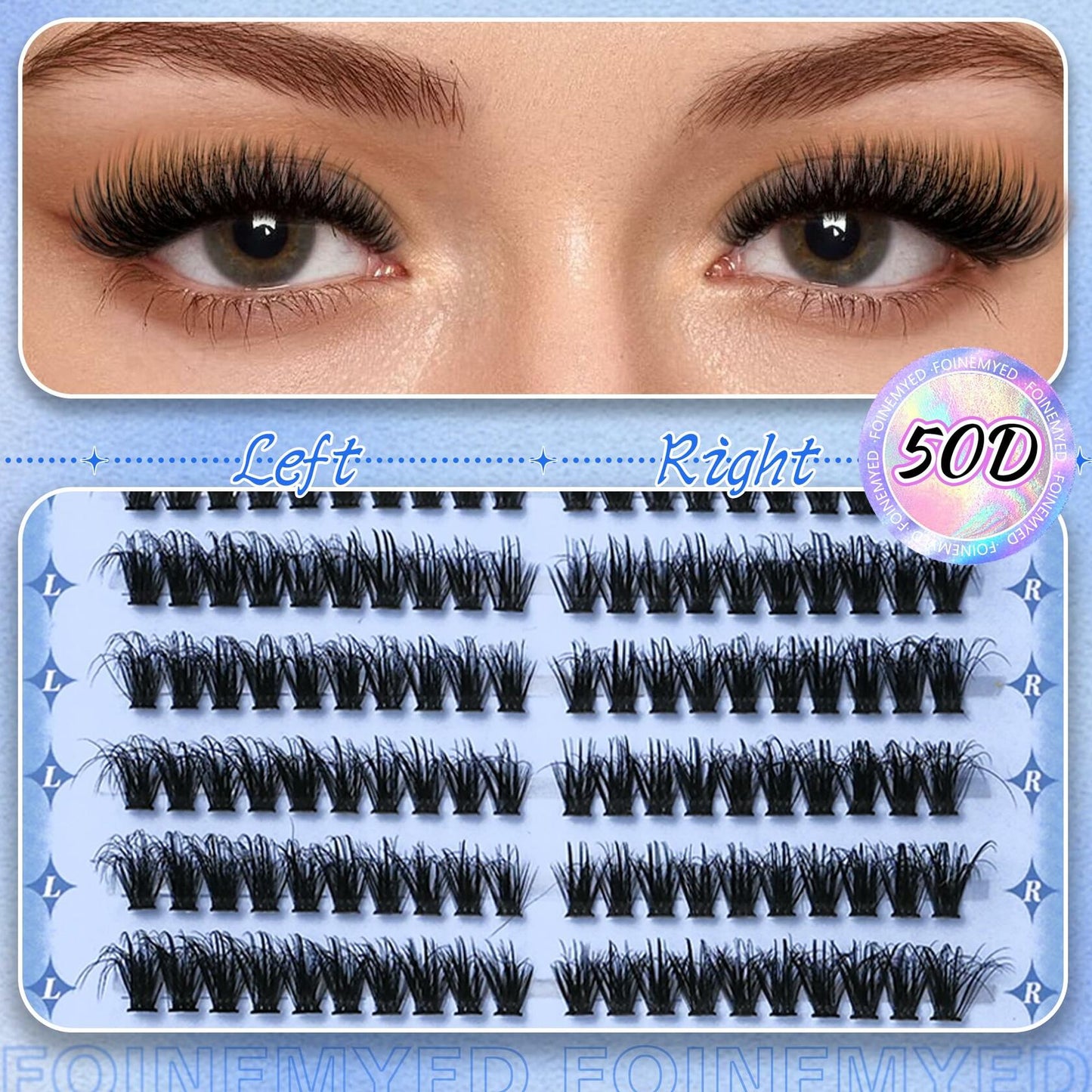 FOINEMYED Lash Clusters 360 Pcs 9-18mm Cat Eye Wispy D Curl Natural