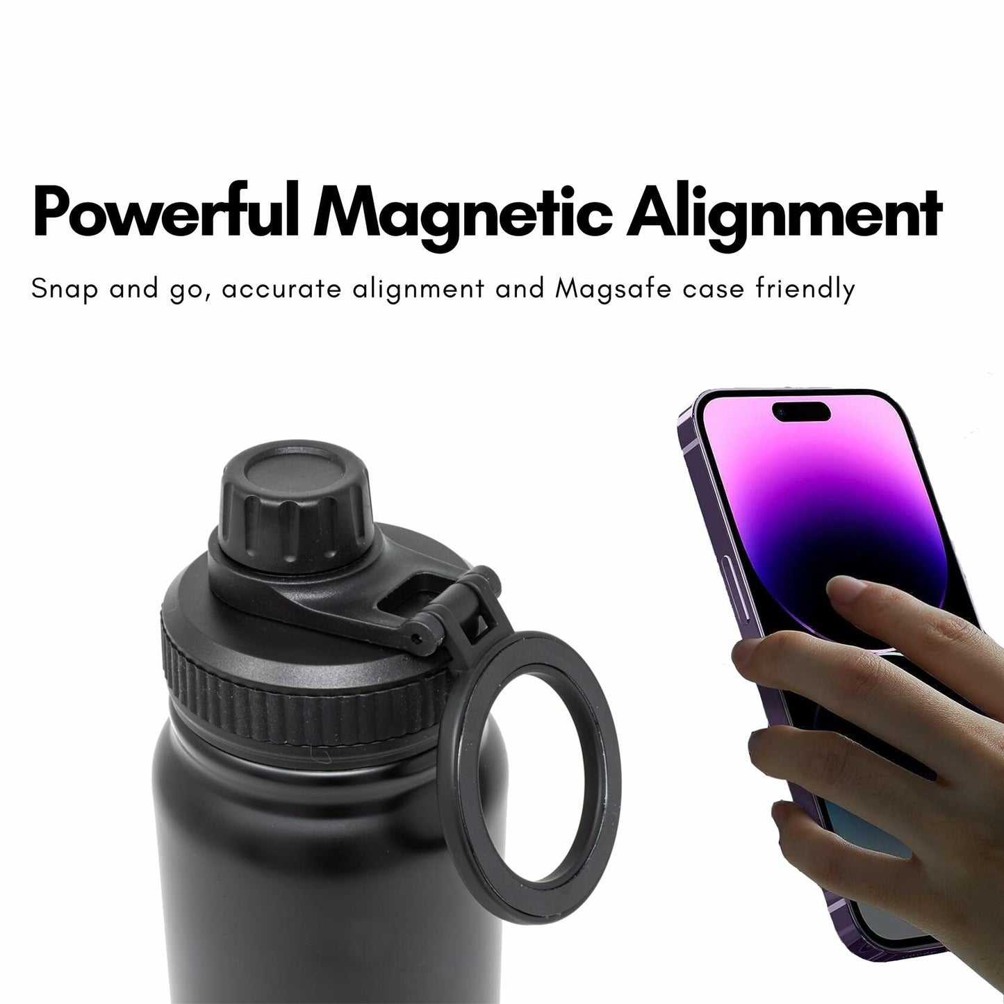 BOLANI MagSafe Water Bottle Stainless Steel 24oz White Insulated Leak Proof