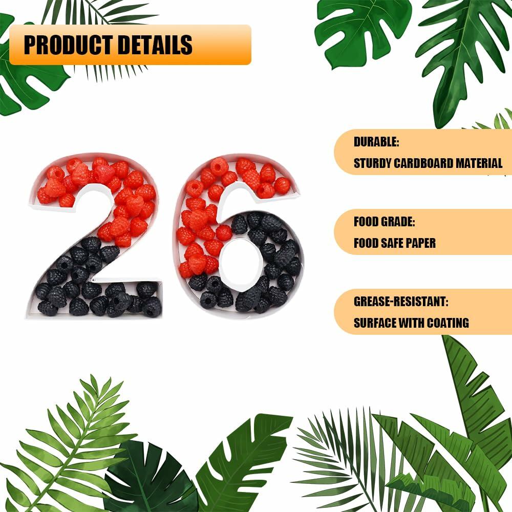 Alkiuyfv 8" Fillable Paper Mache Number Cardboard Letter Tray Container 26 White