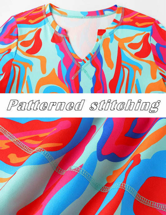 TCOT Women's Athletic Short Sleeve Gym Workout Shirt B Rose Red Printed Size 3XL