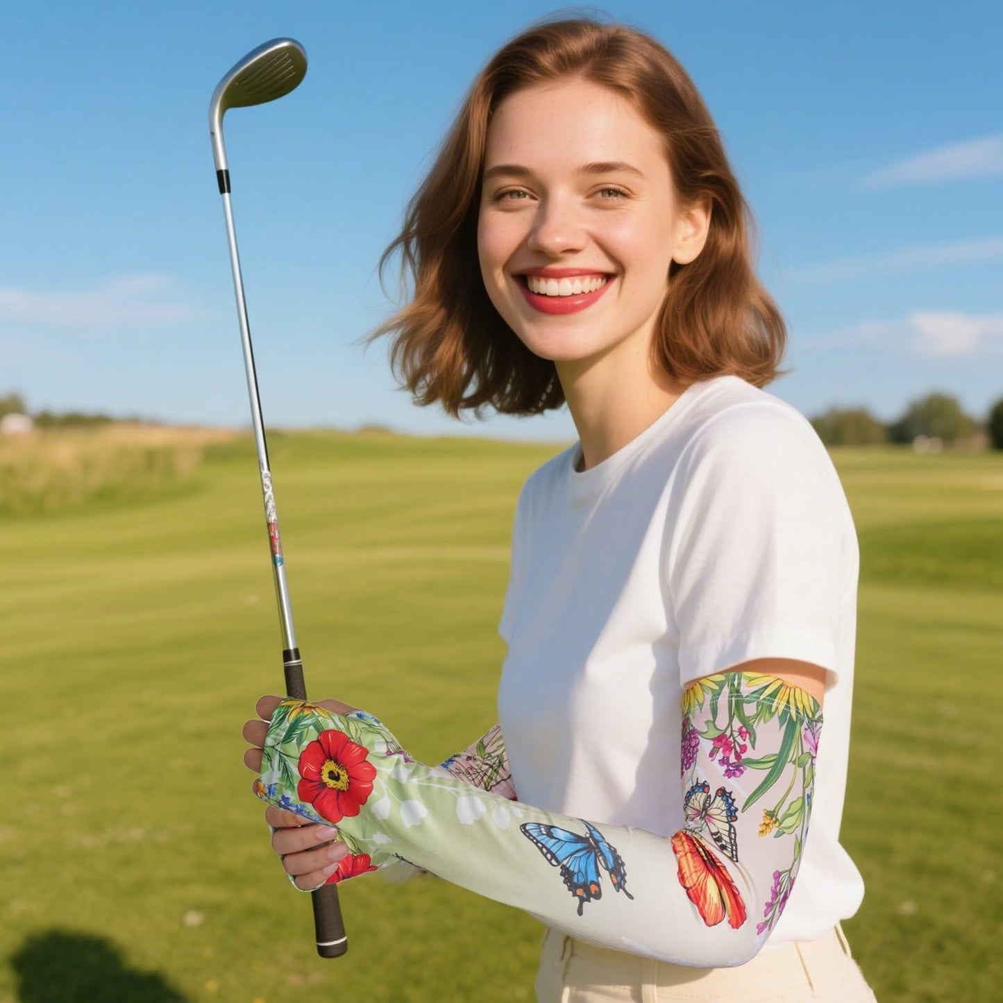 Hmxpls Gardening Sleeves Butterfly Thorn Proof Sun Protection Green Size One