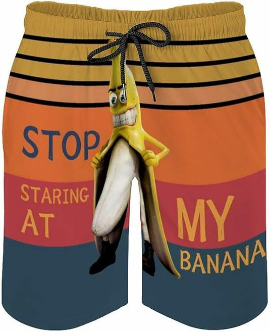 SolAzul Men's Funny Cartoon Quick Dry Beach Board Shorts Type-03 Blue Size M