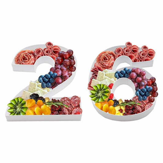 Alkiuyfv 8" Fillable Paper Mache Number Cardboard Letter Tray Container 26 White