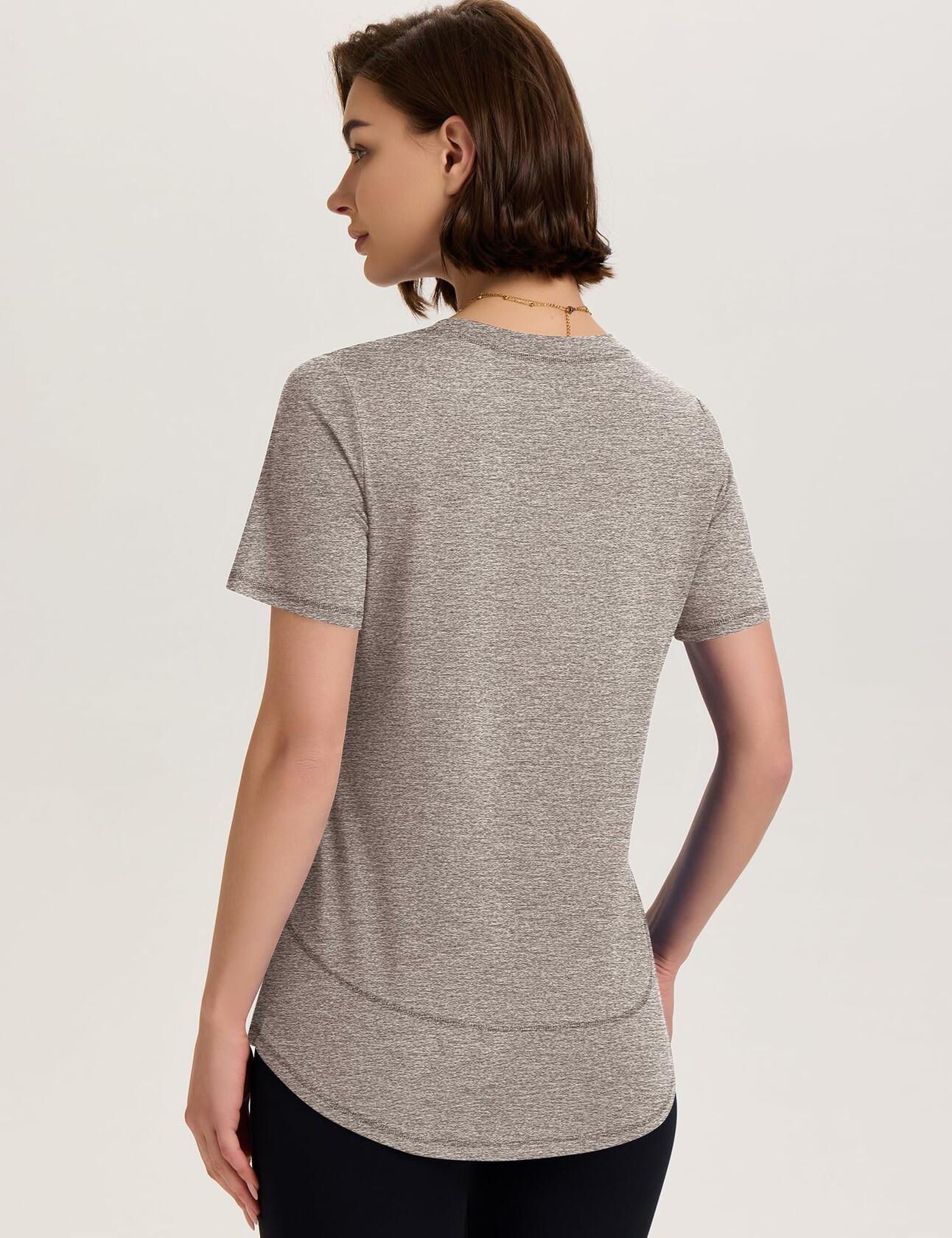 TCOT Womens V Neck Loose Workout Gym Shirt Light Brown Size S