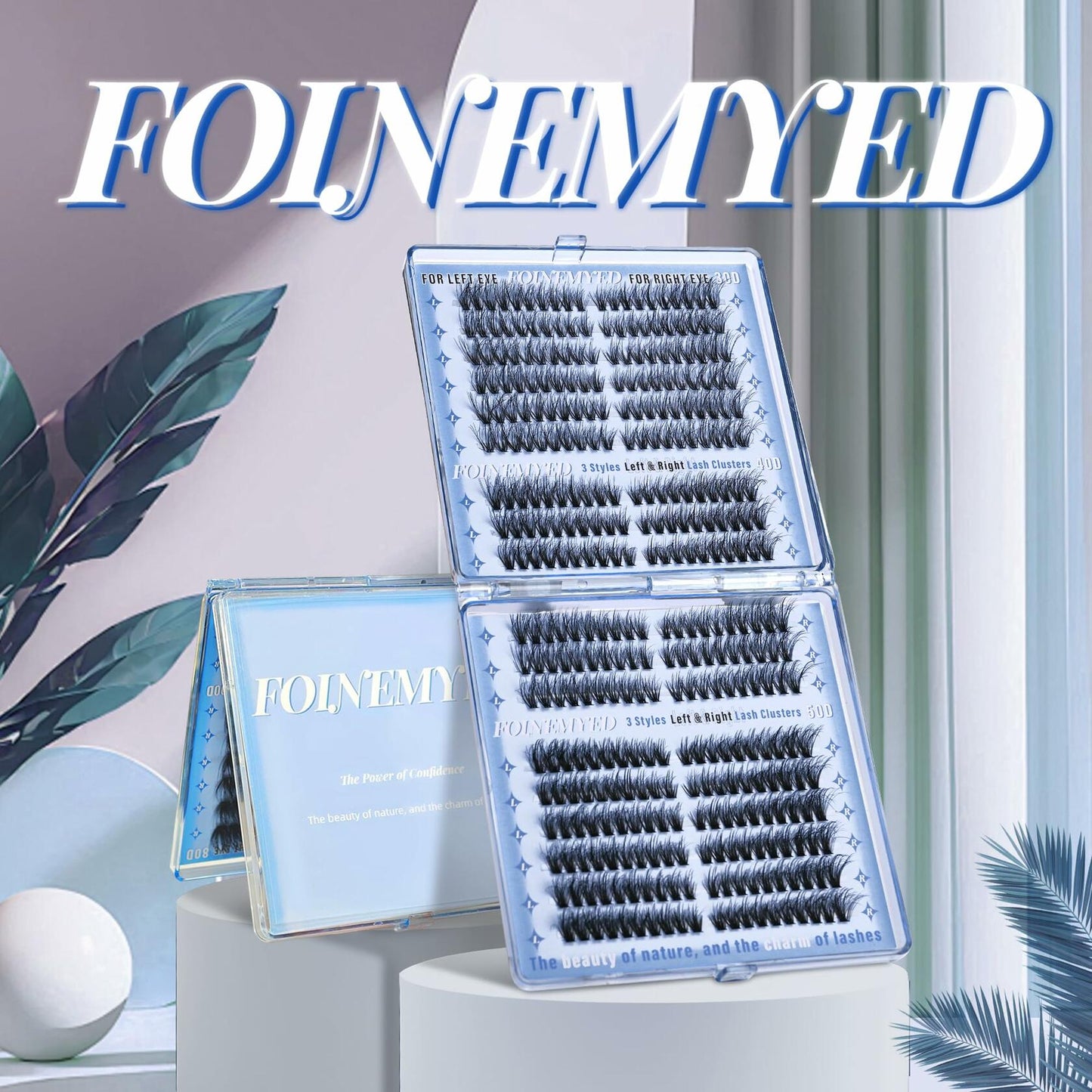 FOINEMYED Lash Clusters 360 Pcs 9-18mm Cat Eye Wispy D Curl Natural