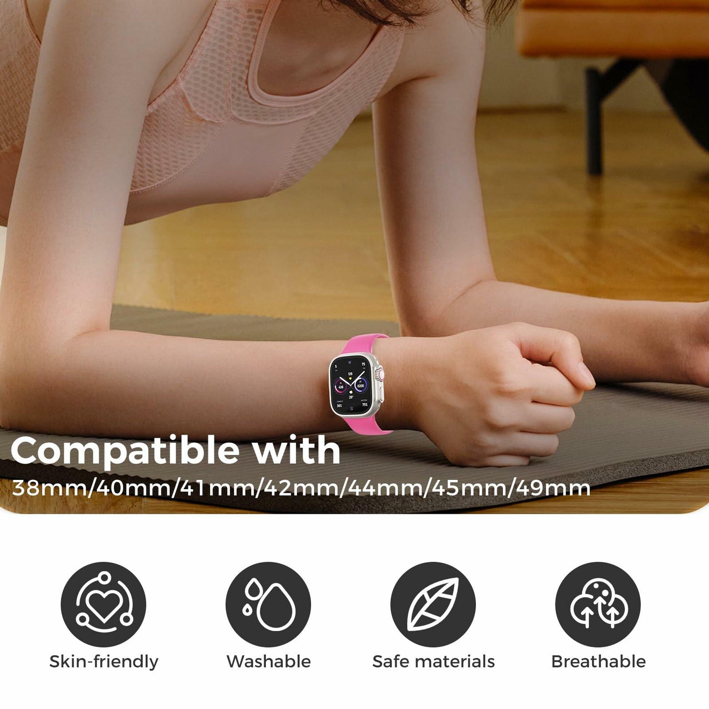 Washun Silicone Band Apple Watch 38-49mm Sport Strap Sapphire Blue Size M/L