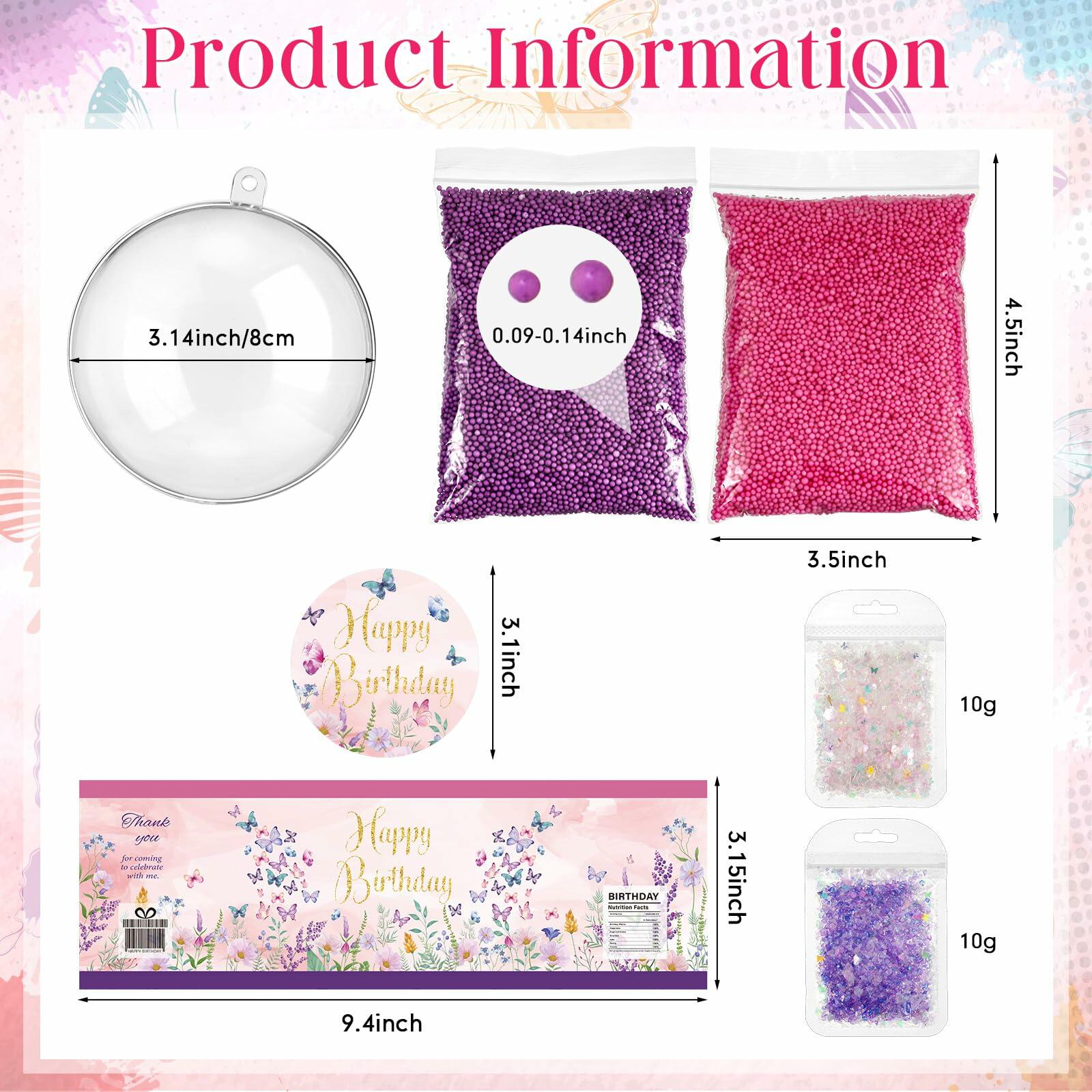 [Like New] Beeveer 12 Set 3.15in Clear Half Ball Candy Dome Shaker Butterfly Labels