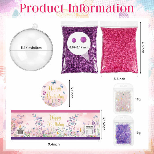 [Like New] Beeveer 12 Set 3.15in Clear Half Ball Candy Dome Shaker Butterfly Labels