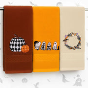 Fanfanwin Halloween Embroidered Ghost Pumpkin Cotton Towels 29x14 Inch 3 Pc