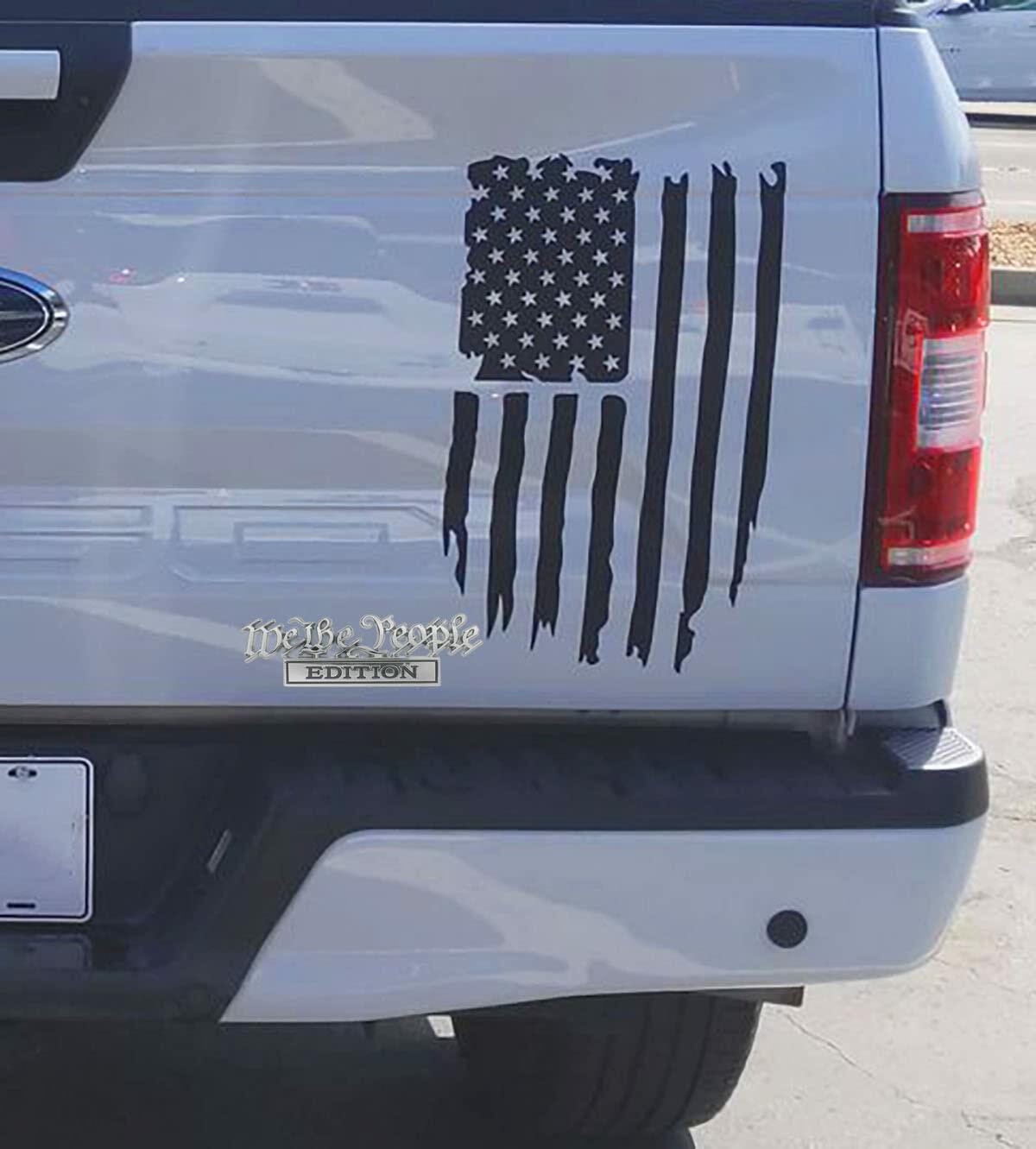 We The People 3D Fender Badge Decals Black/Red for Car Truck SUV 2 Pack